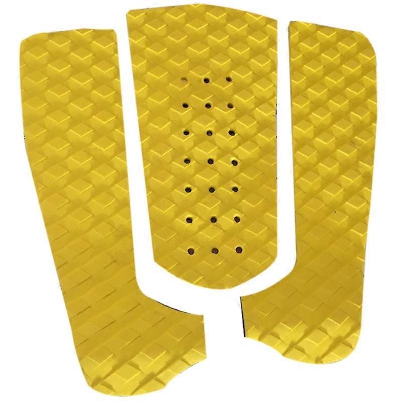 Surfboard Traction Pad Anti-Slip Adhesive EVA Grip Surf Deck Tail Pads Three-Piece Yellow with Hole
