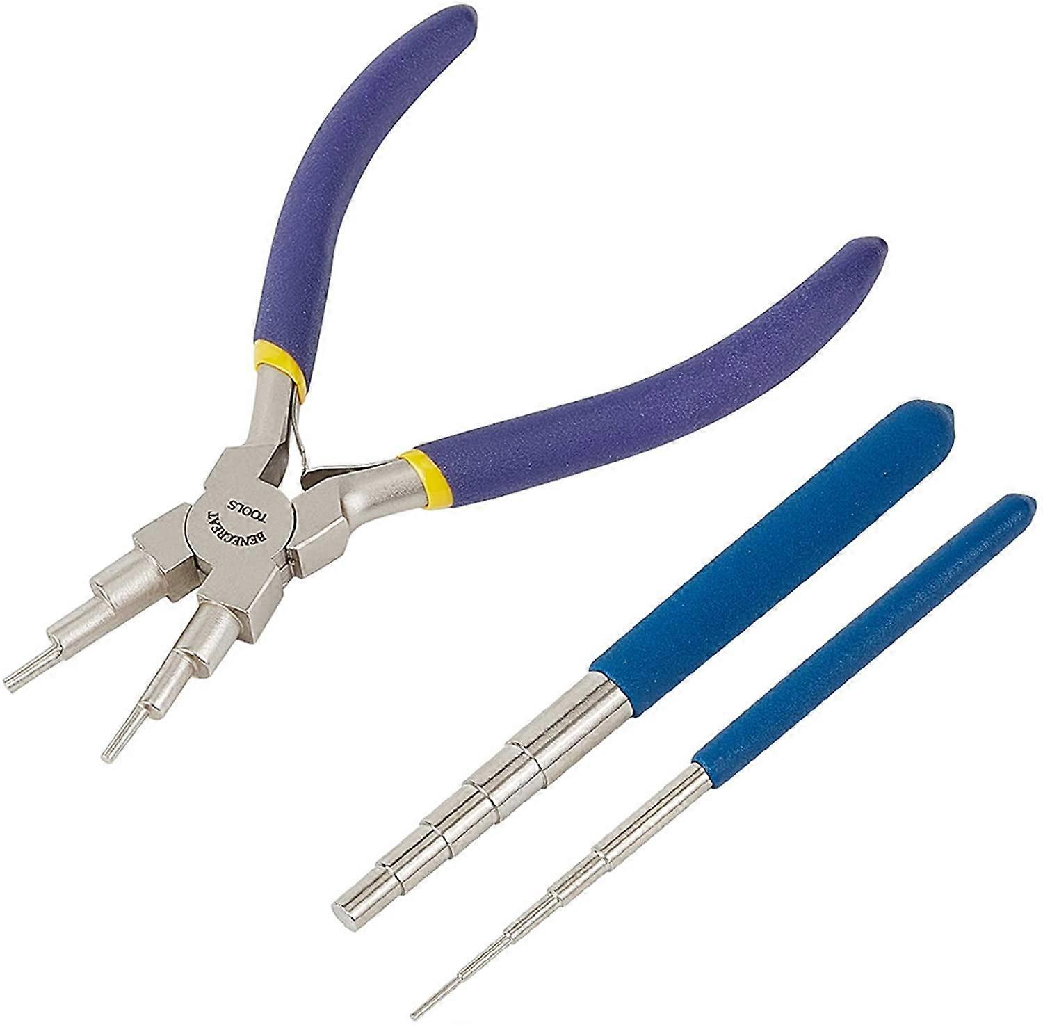 Wire Looping Tool Set with 2Pcs Wire Looping Mandrel and 1Pc 6 in 1 Bail Making Plier for Jewelry Wire Wrapping and Jump Ring Forming