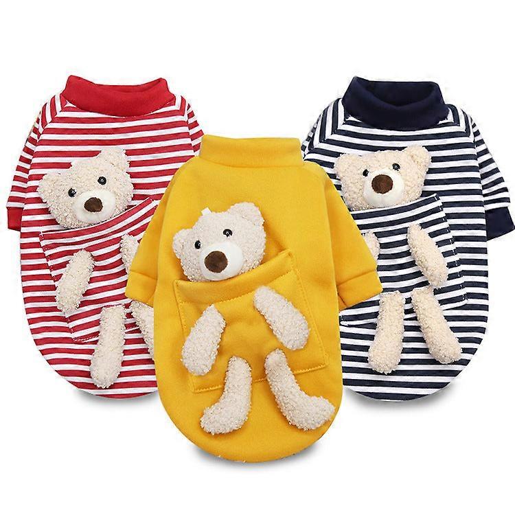 ネットレッドポケットベアドッグキャットセーター秋冬フリース裏地小型犬暖かいペット用品