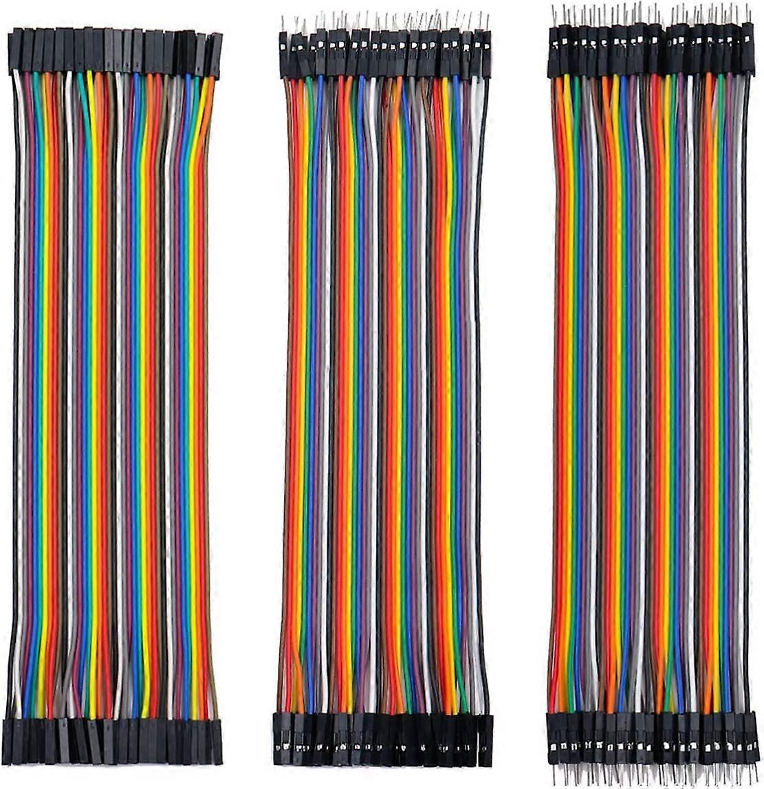 Jumper Wire Cable 3 x 40pcs Each 20cm,3 in 1 Dupont Breadboard Cables,Male to Female,Male to Male,Female to Female,for Arduino,Raspberry Pi Breadboard