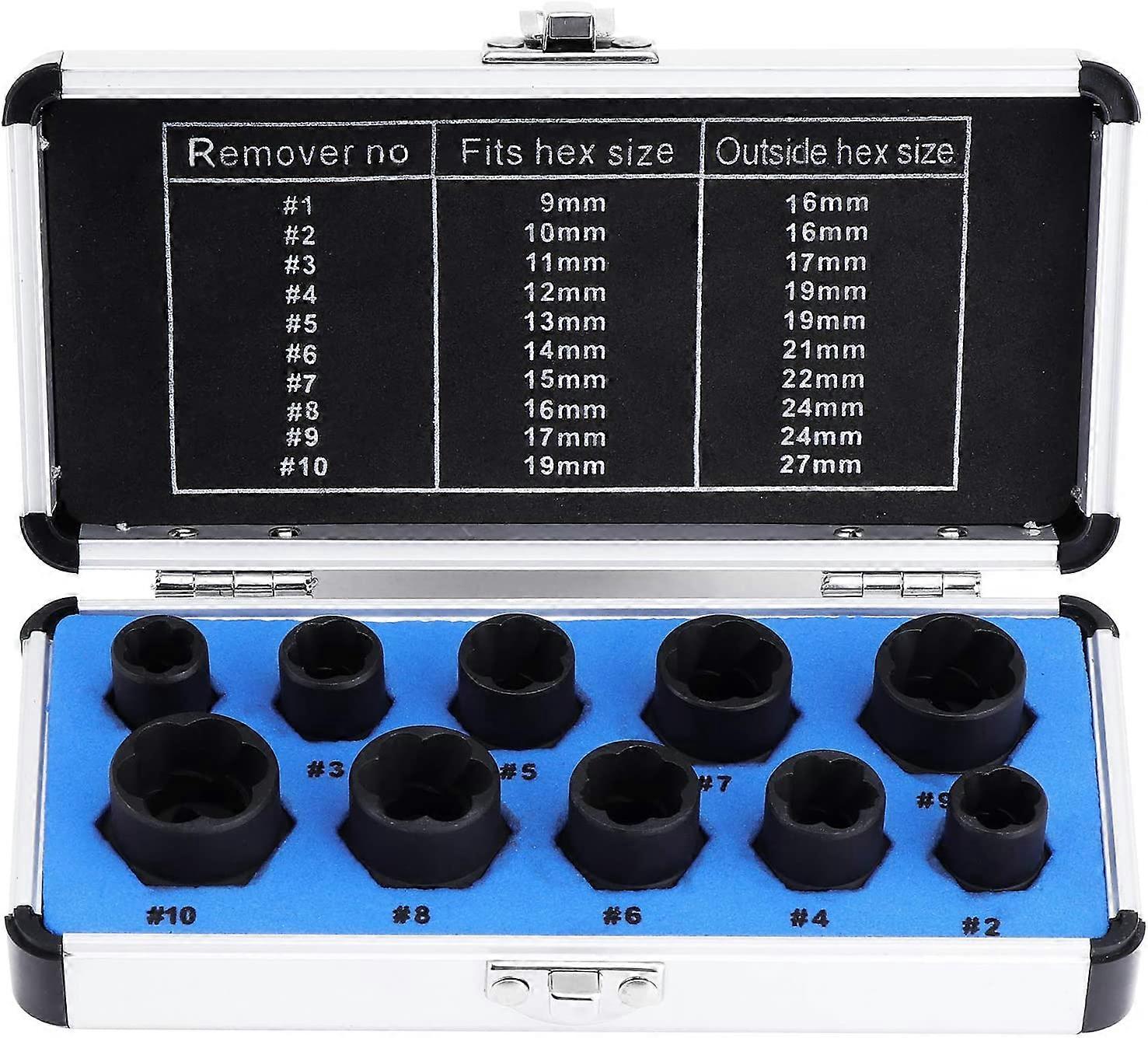 Socket Sets, Nut Extractor, Damaged Bolt Extractor Socket 9-19Mm (10Pcs)
