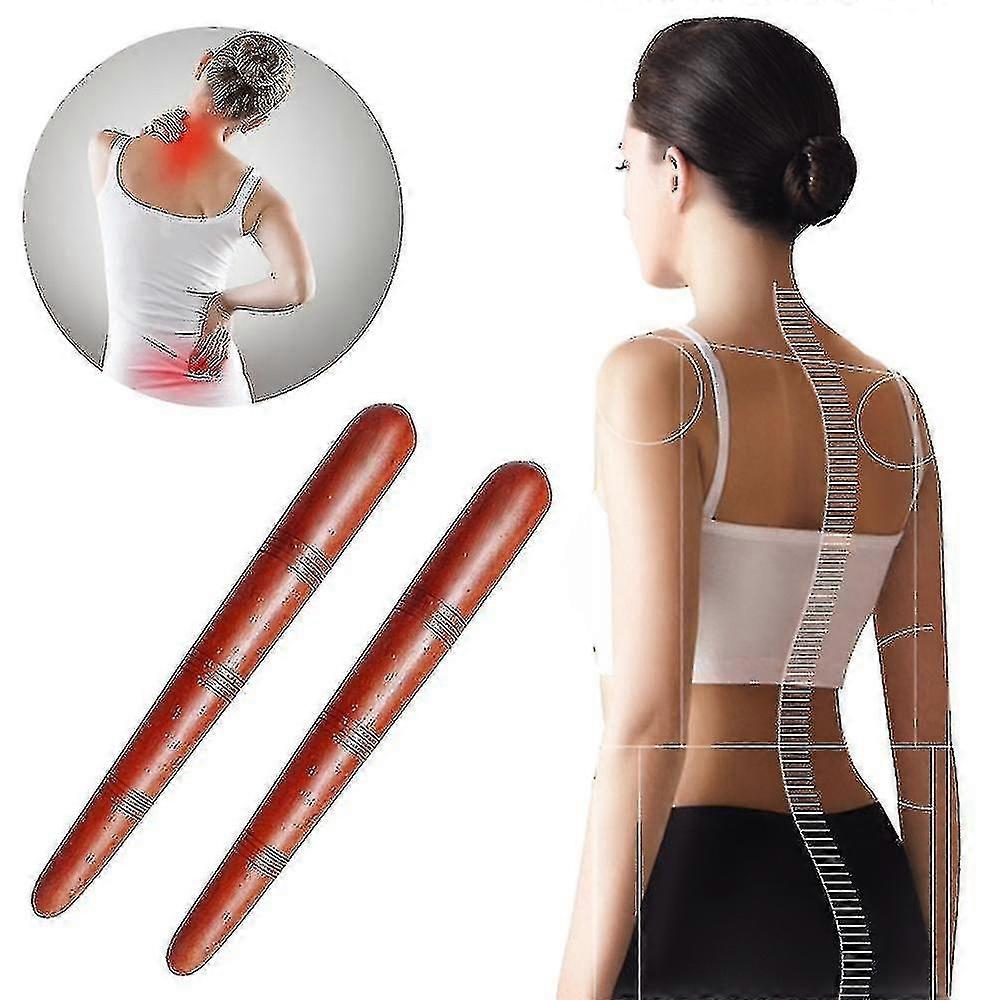 2個フットハンドマッサージスティック木製タイフットハンドマッサージスティックリフレクソロジーフィットネスヨガロッドロール