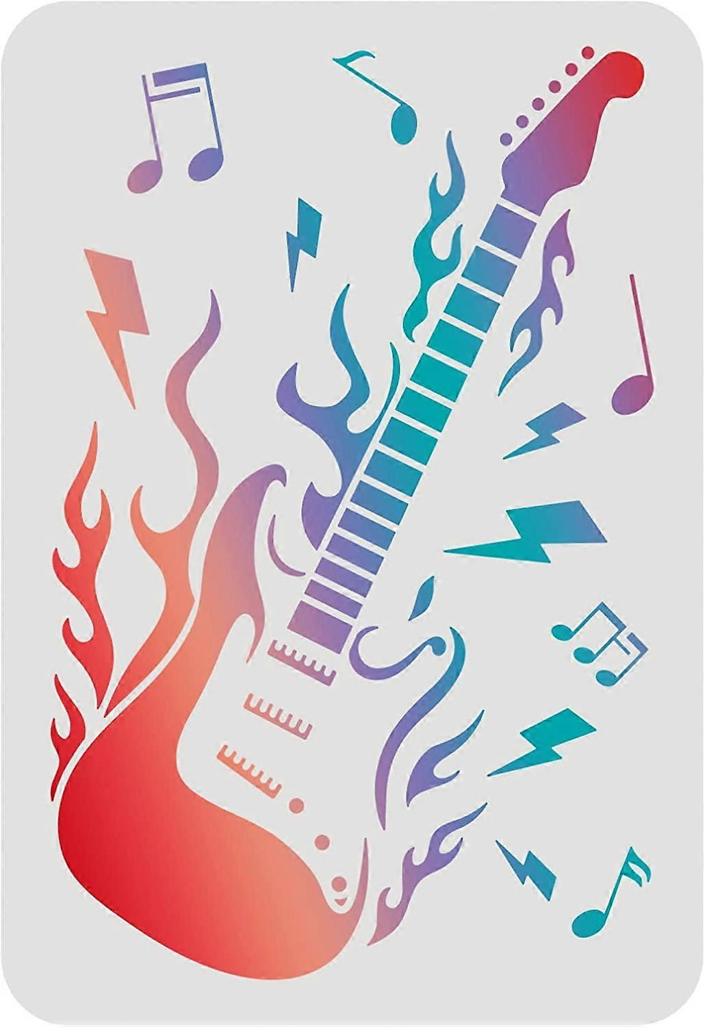 Guitar Stencil Guitar Pattern Painting Stencil Reusable Guitar Drawing Template Music Drawing Stencil