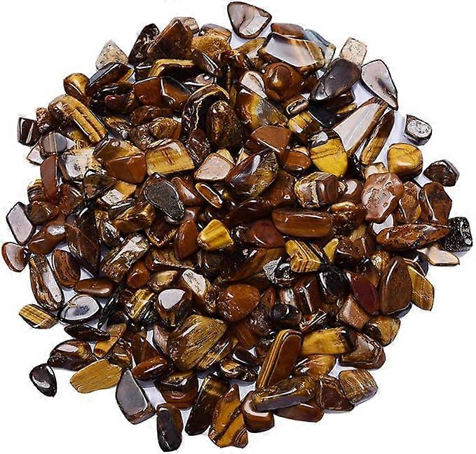 Tiger's Eye Crystal Quartz Stones Irregular Shaped Small Tumbled Chip Gravel Crushed Gemstone Home Garden Fish Tank Decoration Healing Degauss Purify