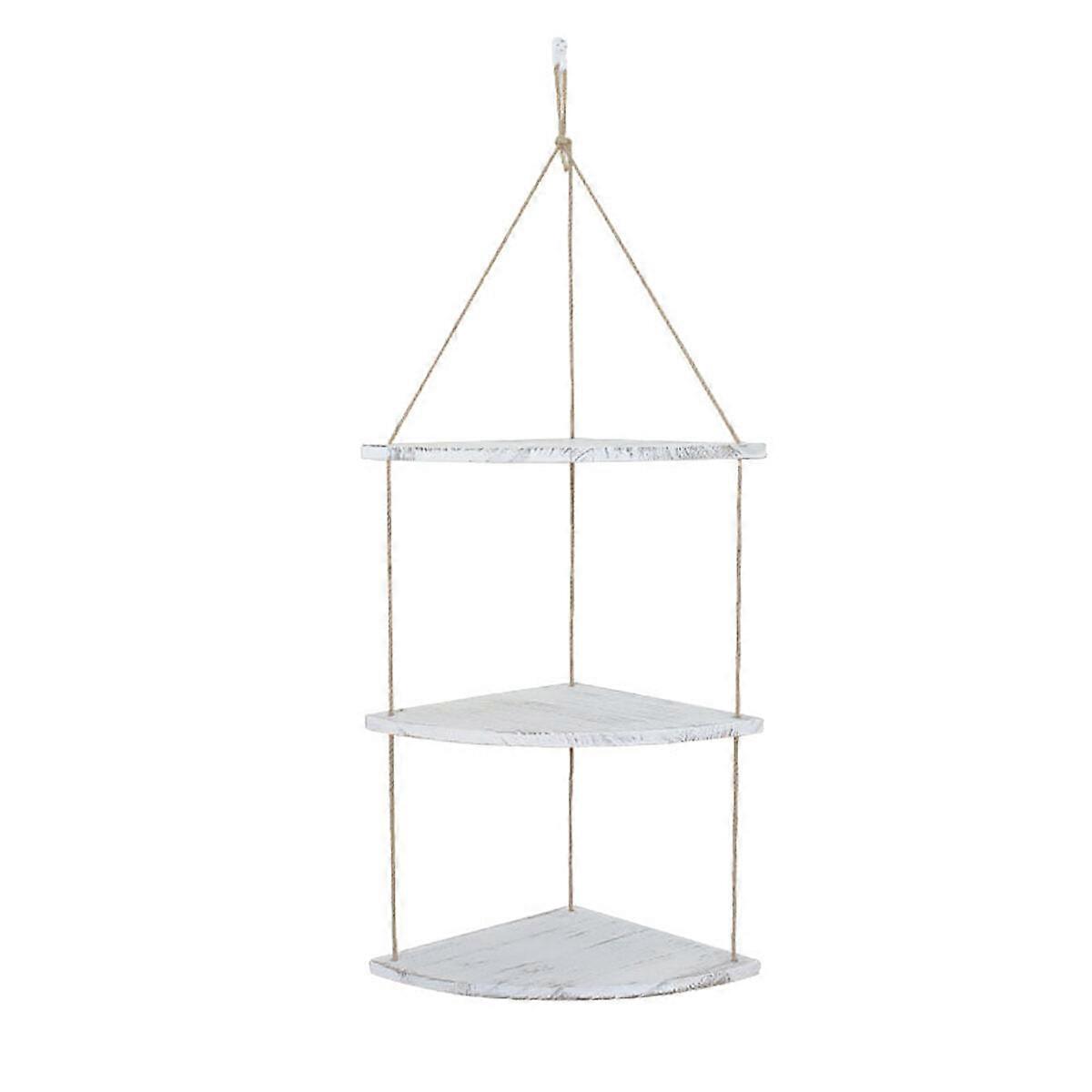 3-Tier Wall-mounted Floating Hanging Rack Corner Shelf Organizer Decor