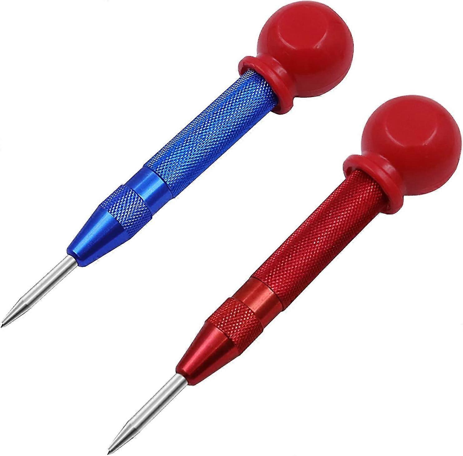 ,spring-loaded Automatic Center Punch,2 Pieces Automatic Punching Tool(blue + Red)