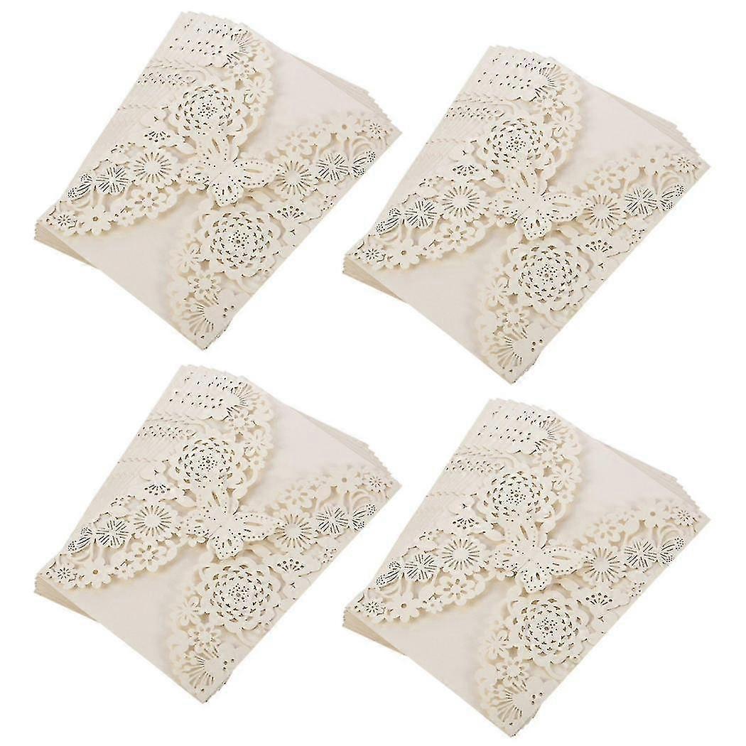 40pcs/set Delicate Carved Butterflies Romantic Wedding Party Invitation Card Envelope Invitations:i