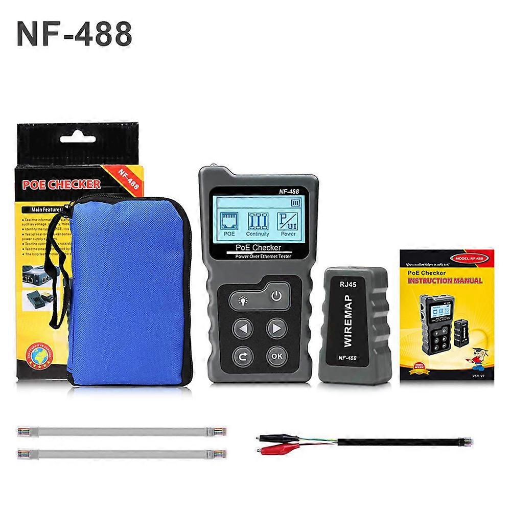Network Cable Tester PoE Switch Online Test PoE Voltage Polarity Cable Tracker Loop Test Tool with LCD Display