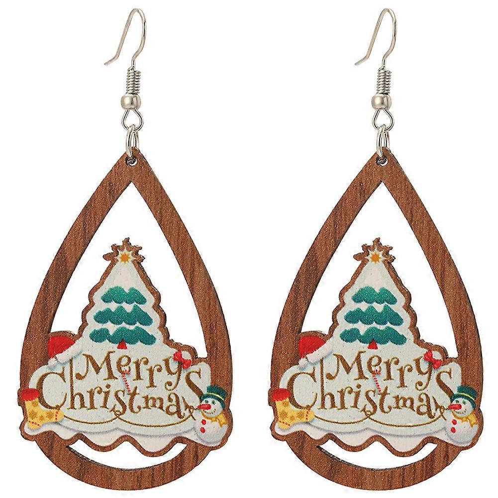 Stylish Wooden Christmas Cartoon Earring All-match Delicate Statement Earring for Holiday Party