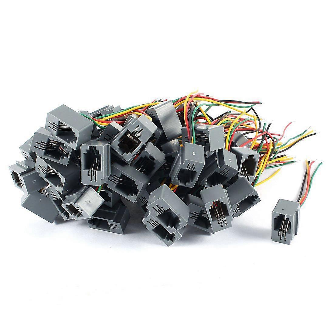 uxcell 50 db 616E 4P4C RJ9 anya telefon csatlakozó adapter w 4 vezetékes 8cm