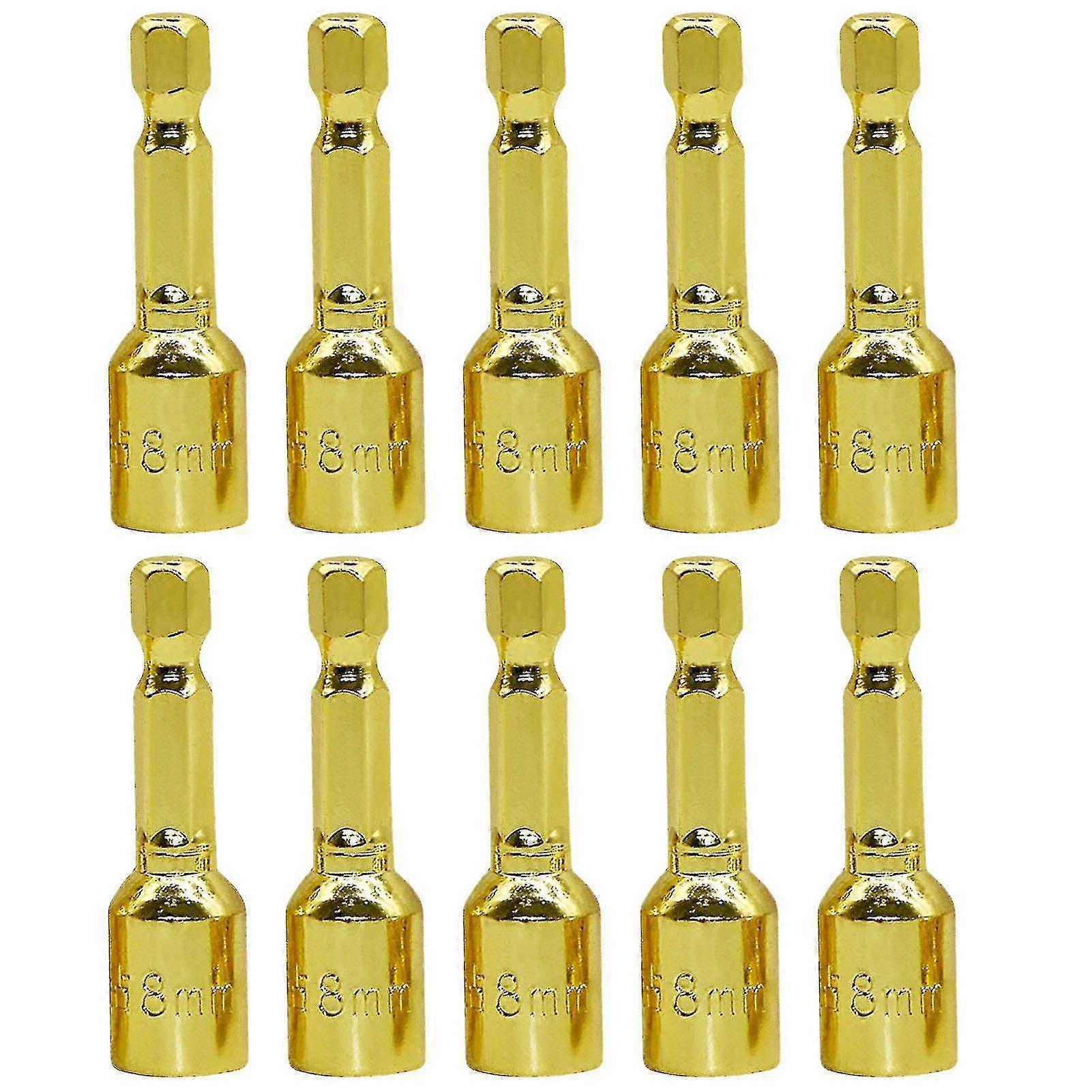8mm Magnetic Hexagon Drill Bits Chrome Plated Steel Hand Drill Wrench Drill Bit10 Piece