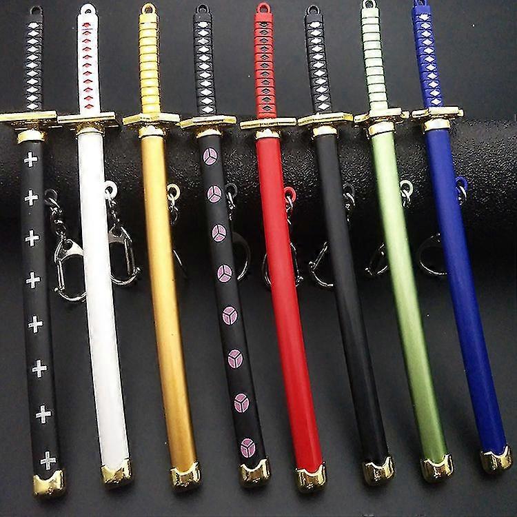 Anime Knife One Piece Hokage Zoro Snow Knife Buckle Keychain Three Swords 15cm Samurai Scabbard Weapon Model