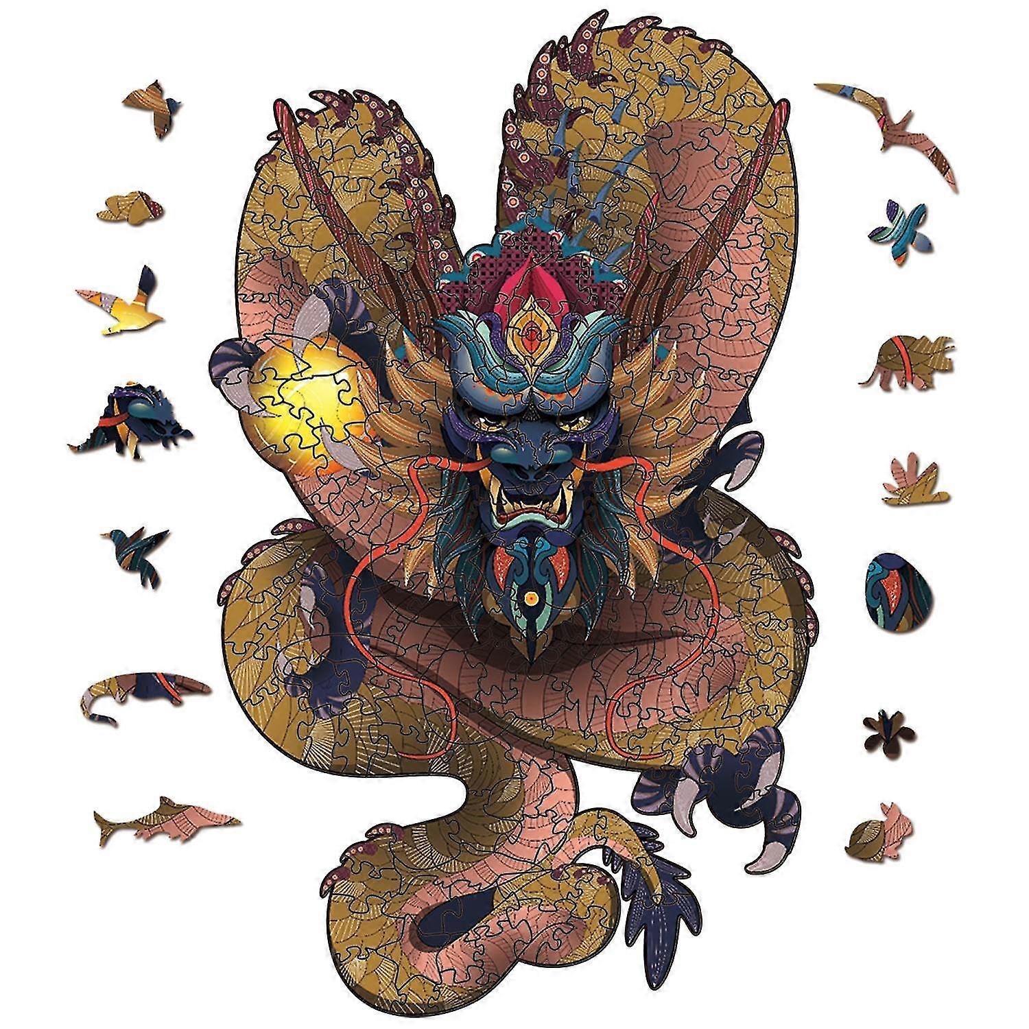 Blue Dragon King Puzzle Irregular 3D Animal Puzzle 200 Pieces (Medium)