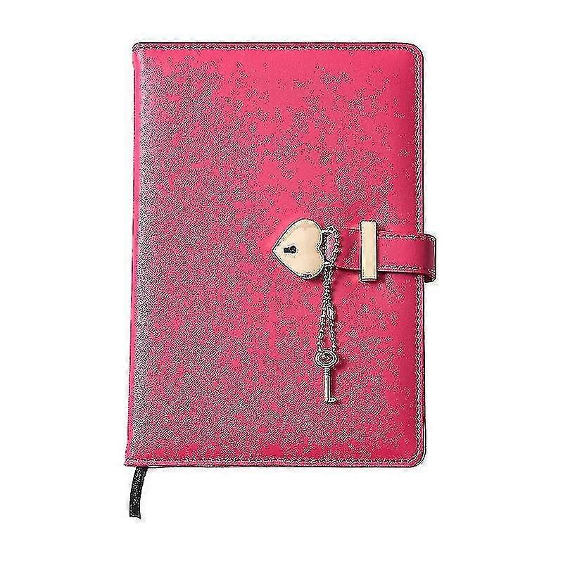 Pu Leather Vintage Lockable Journal Notebook With Heart-shape Padlock And Key
