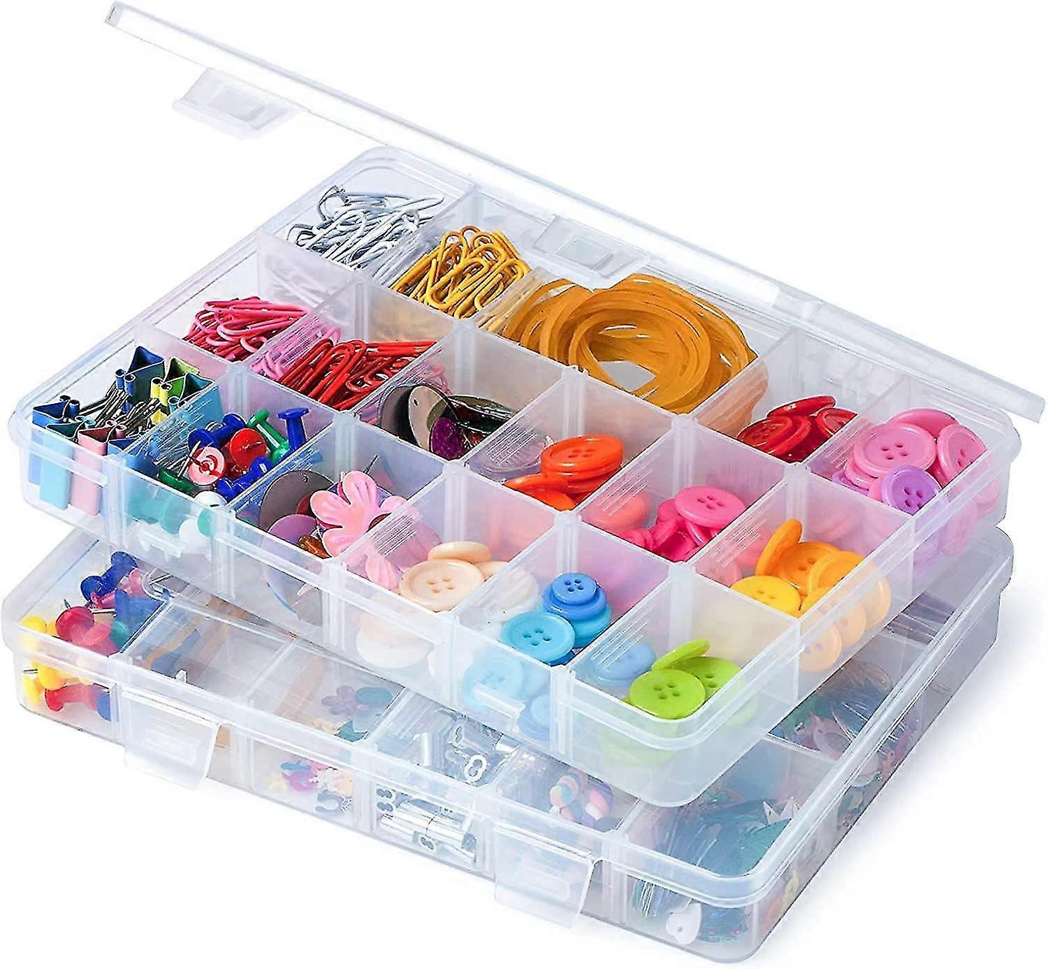 2pcs Heilwiy Gift Plastic Stackable Organizer Container With Adjustable