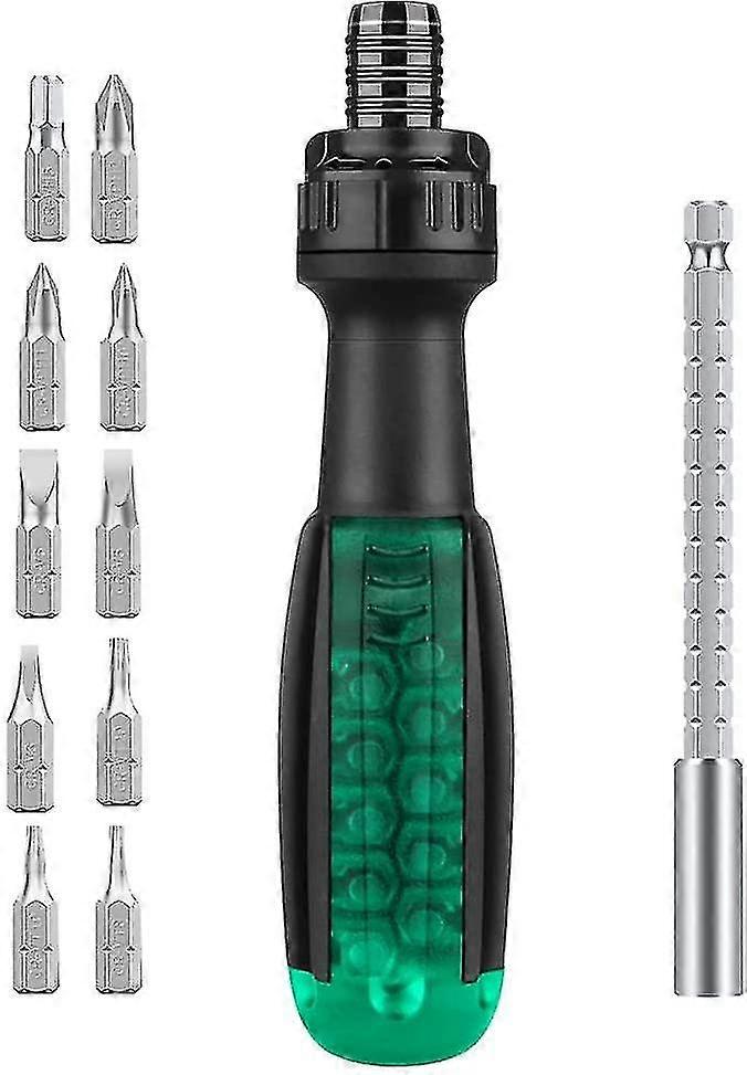 Ratchet Screwdriver Set, 11 In 1 Chrome