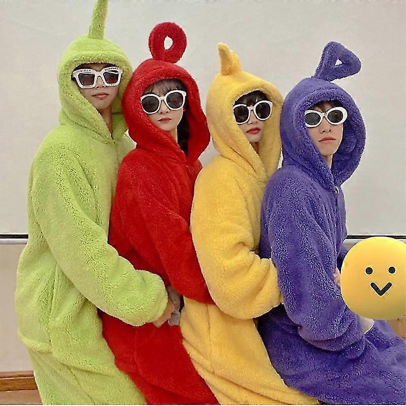 الصفحة الرئيسية 4 ألوان Teletubbies تأثيري للبالغين مضحك تينكي وينكي أنيمي ديبسي Laa-laa بو لينة طويلة عشية قطعة بيجاما زي