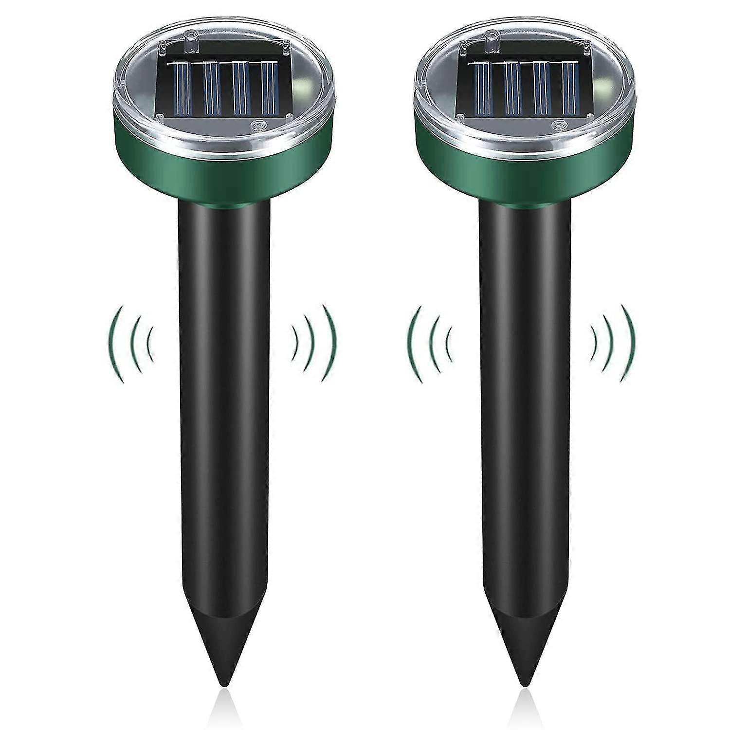 2pcs Solar Mole Repellent Ultrasonic For Get Rid Of Mole, Gopher, Snakes, Vole And Other Underground Pest Control