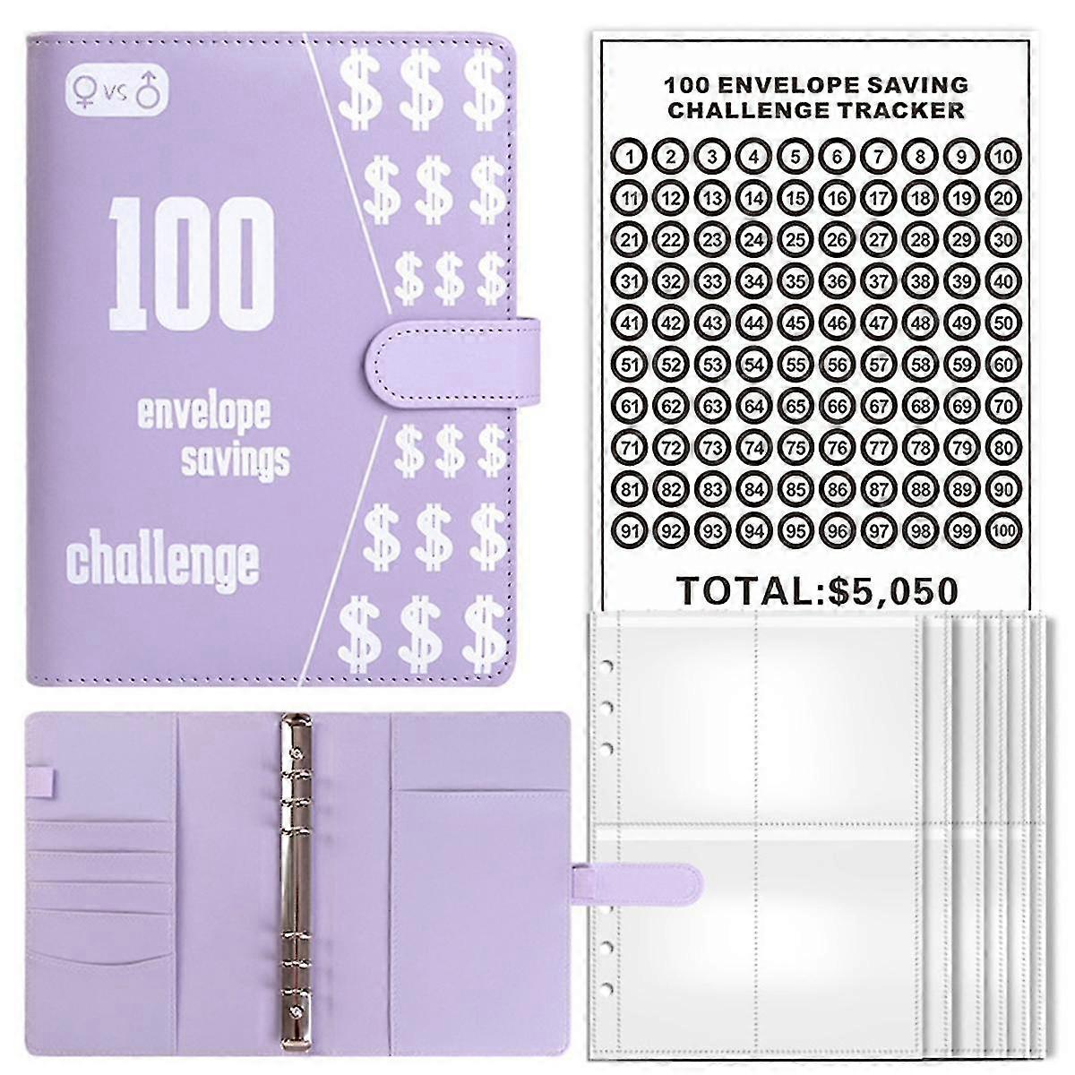 100 Envelope Challenge Binder, A5 Savings Binder With Cash Envelopes,budget Binder For Planning And