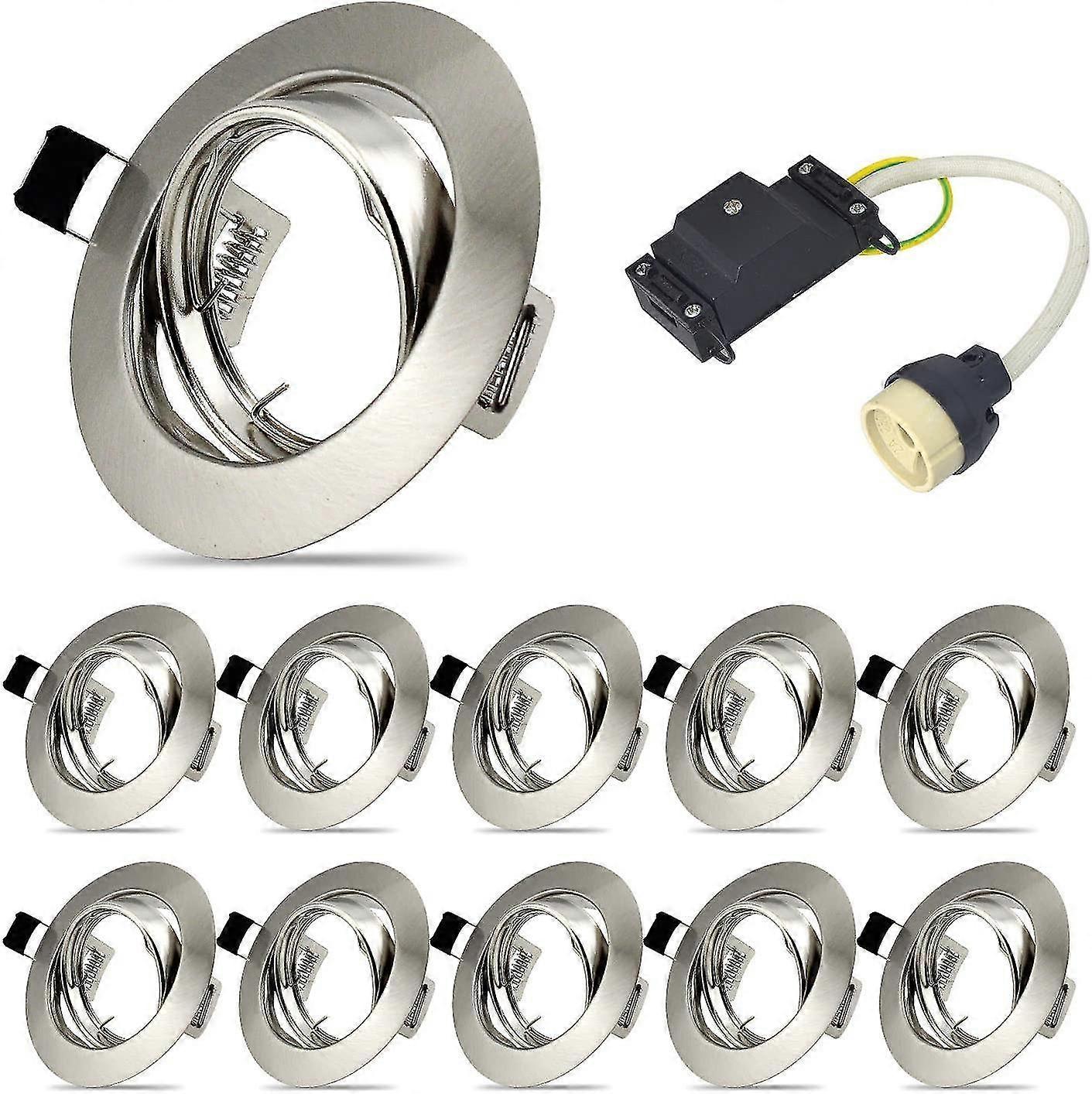Set Of 10 Mounting Frames For Recessed Spotlights, Recessed Spotlights Gu10 Set, Led Pivoting Support Frame For Led And Halogen Including Gu10 Socket