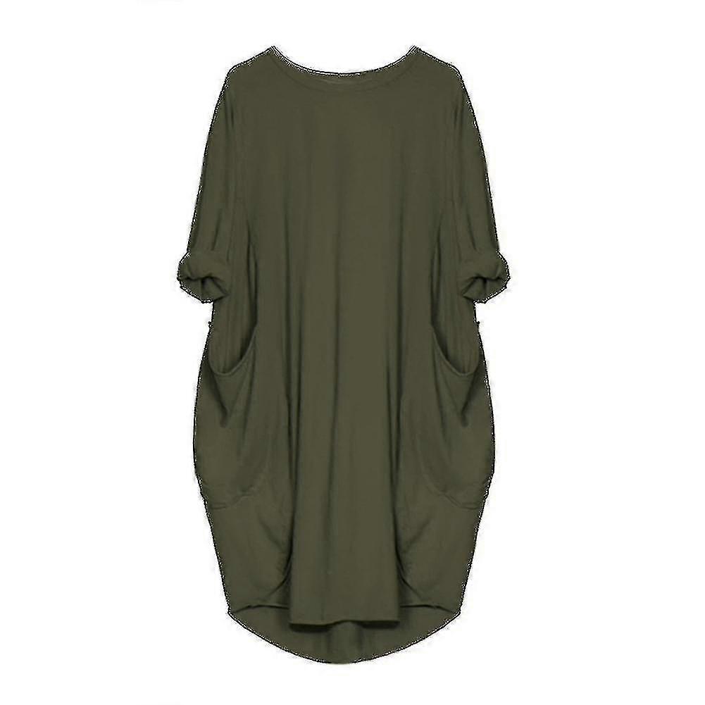 Rochie midi lungă Eeve, lejeră, cu buzunare, mărime plus