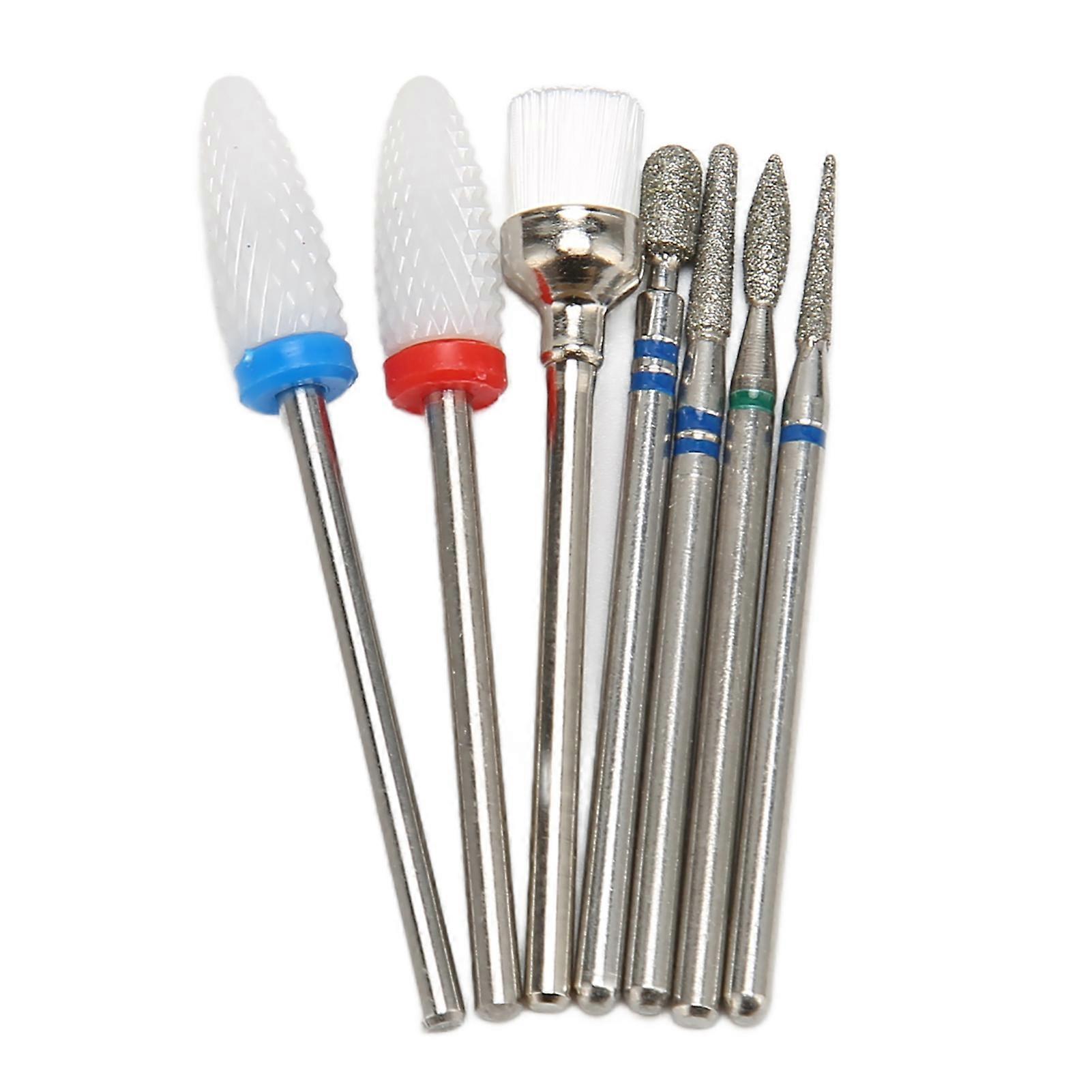 7pcs Professional Nail Drill Bits Set Home Salon Novice Tungsten Steel Ceramic Cuticle Remover Bits