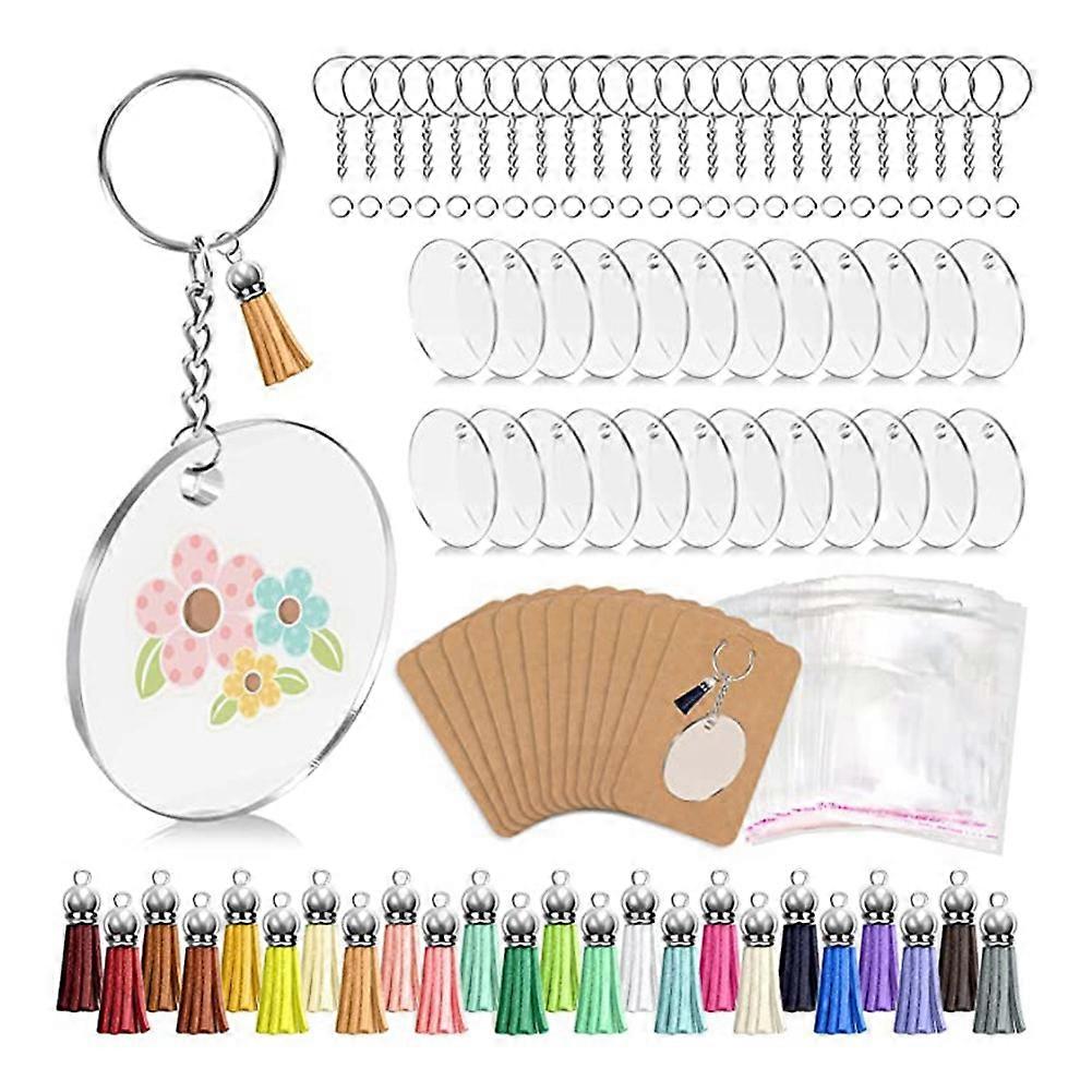 144 PCS Acrylic Keychain Blank Set,Key Chain for Vinyl Key Come with Acrylic Blank Bulk, for DIY Ke