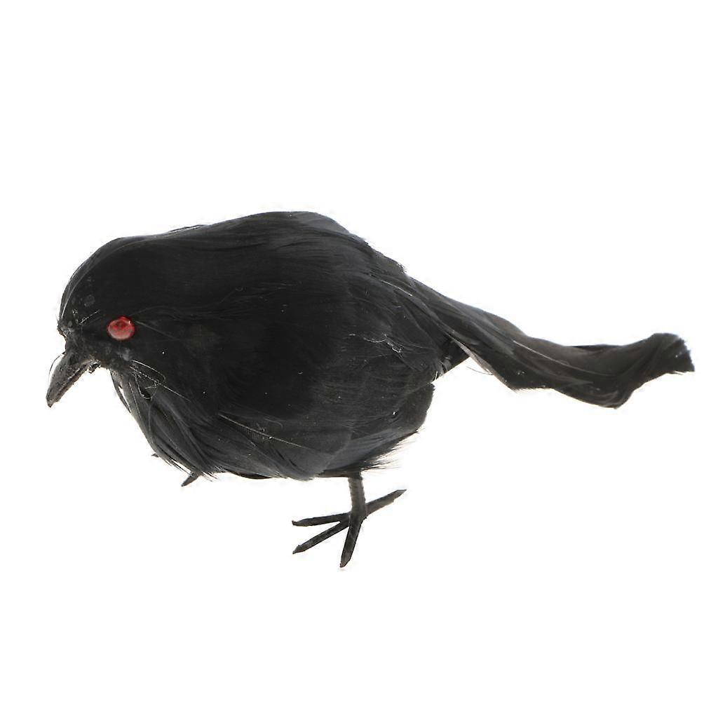 Artificial Feathered Small Crows Birds Ravens Props Halloween Decor #2 Black