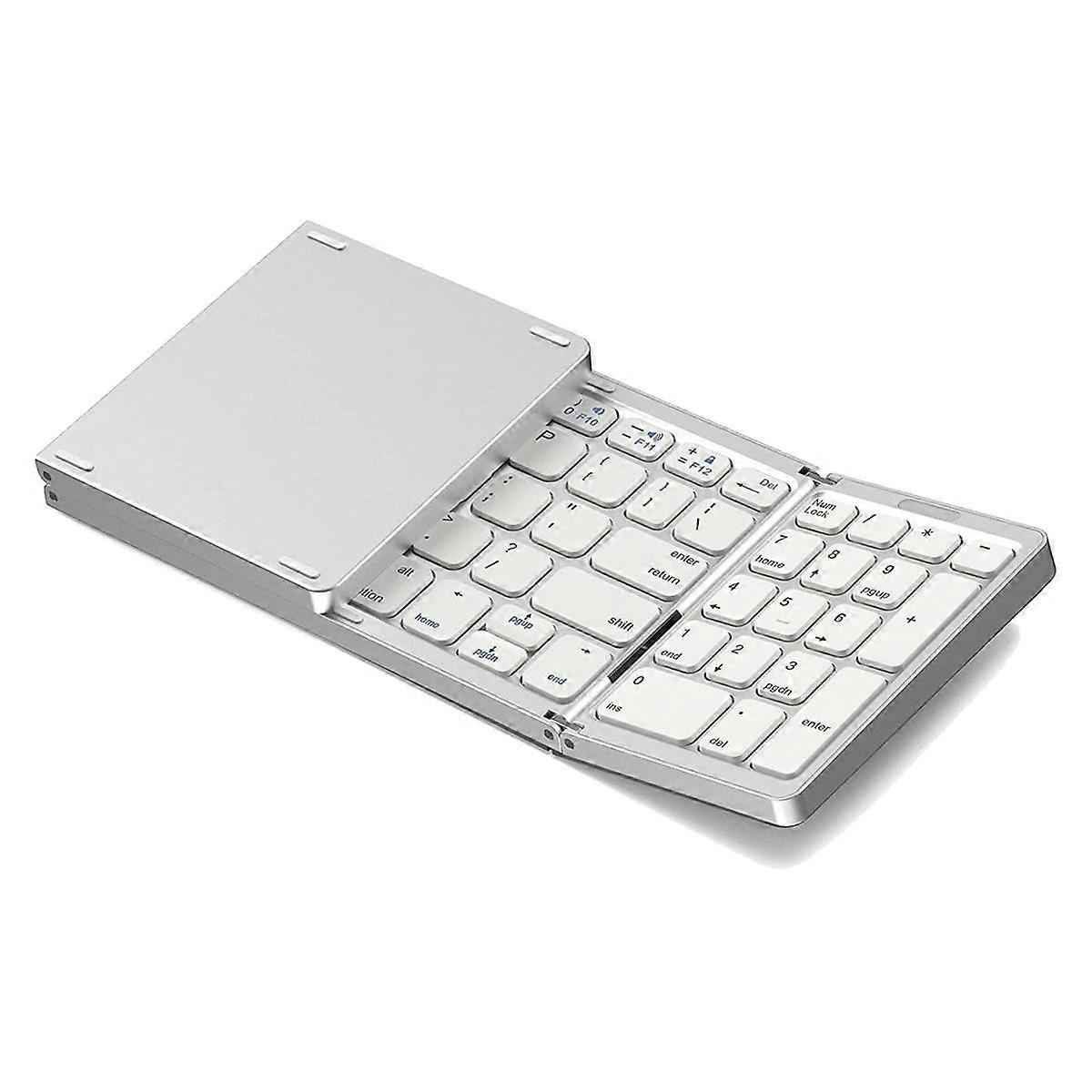Foldable , USB Rechargeable Wireless Keyboard for IOS, Android, Windows PC Laptop Smartphone-Silver