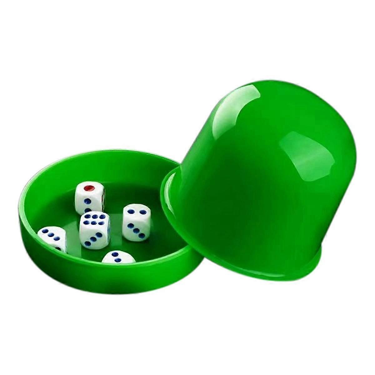 Plastic Poker Dice Cup Set with 5 Dices Shaking Cup Drinking Board Game Dice Box Green