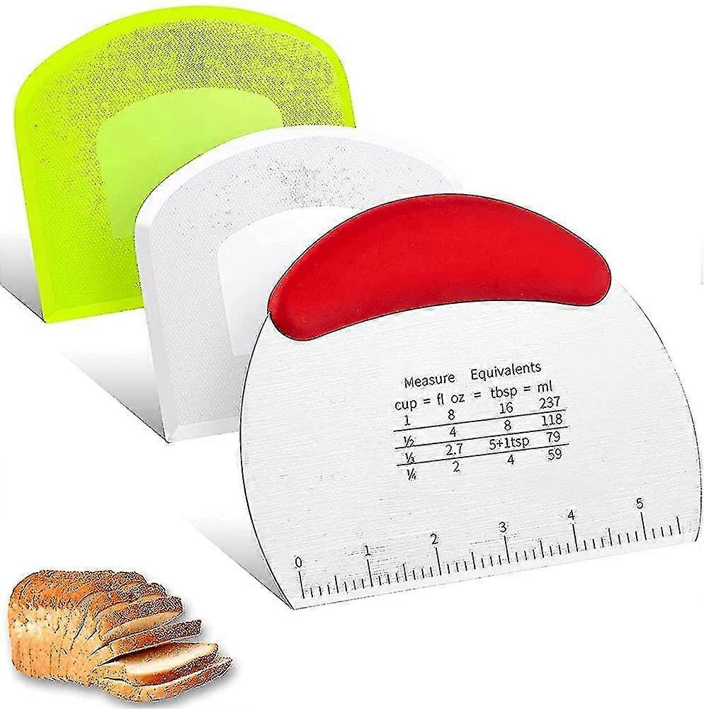 1 deigkutter i rustfritt stål + 2 plastskrapere som baker deigskrapere