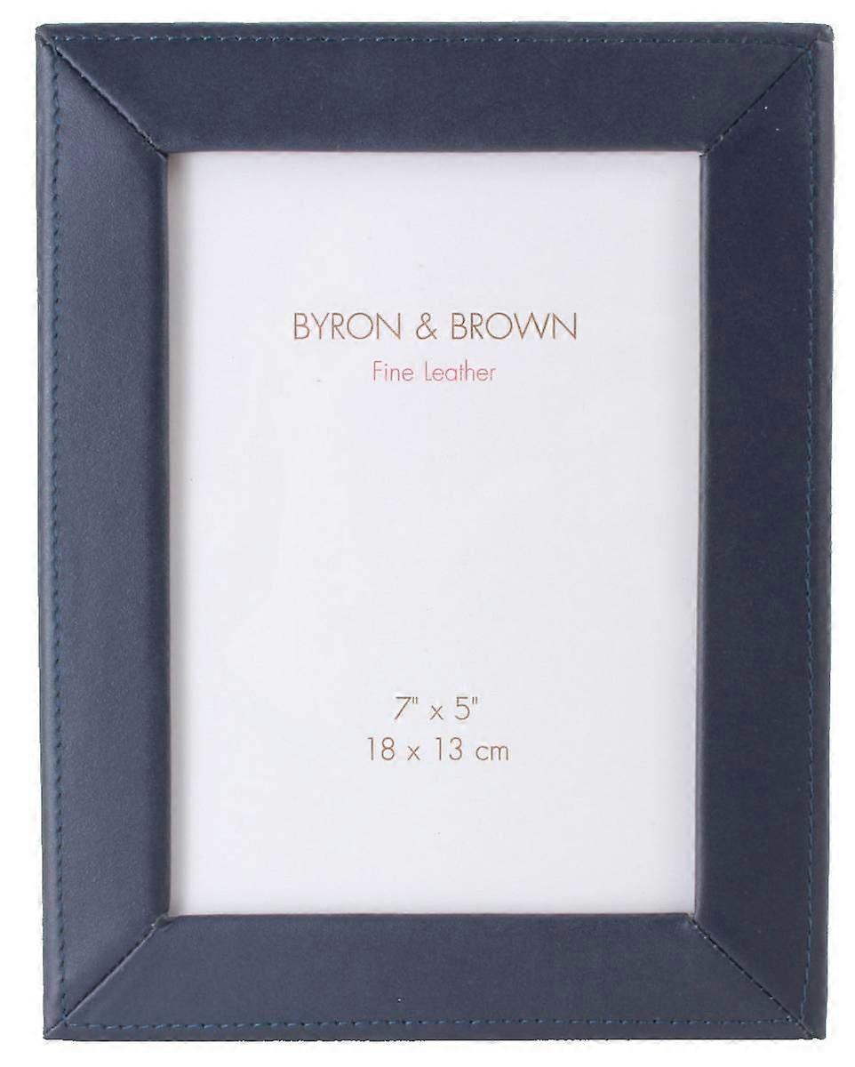 Byron and Brown Slim Classic Nappa Leather 7 x 5 Photo Frame - Dark Blue