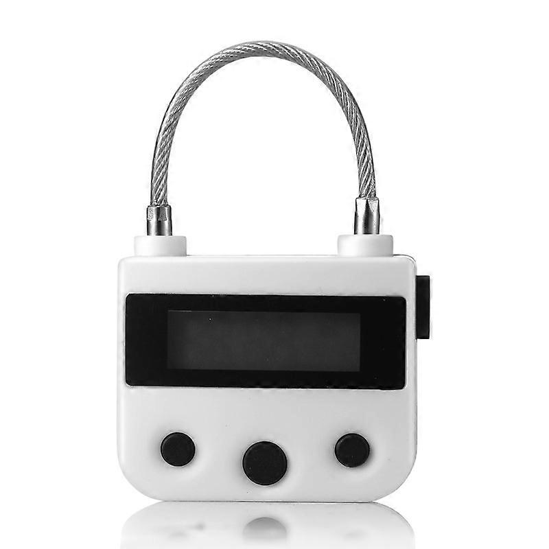 Smart Time Lock, Max 99 Hours Timing Lock with LCD Display Multi-Function Electronic Travel Timer(White Square)