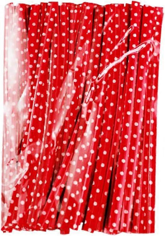 Red, 100PCS, Twist Dots Tie - Twisted Yarn Bag Closure for Bread/Cookies/Cakes/Confectionery