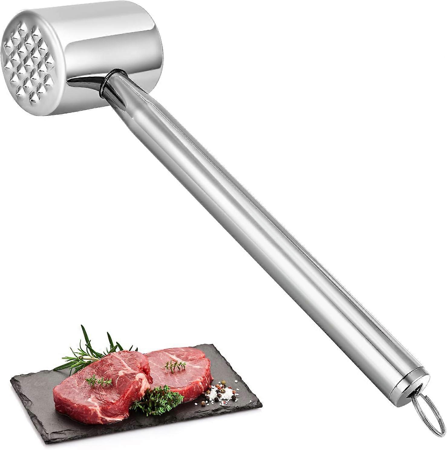 Meat Tenderizer, Meat Hammer, Double Sided Meat Tenderizer Hammer, Steak Hammer, Tenderizing Hammer with Non-Slip Handle for Steak, Chicken, Chops, Si