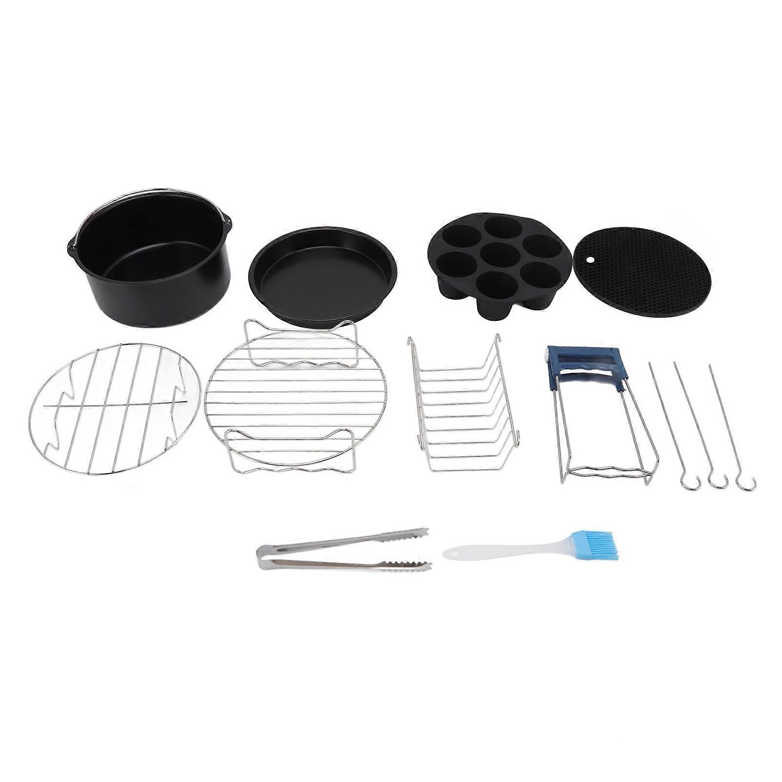 set di padelle per friggitrice ad aria compatibili resistenti al calore facili da pulire in acciaio inossidabile accessori per friggitrice ad aria compatibili cucina domestica ristorante 18 cm