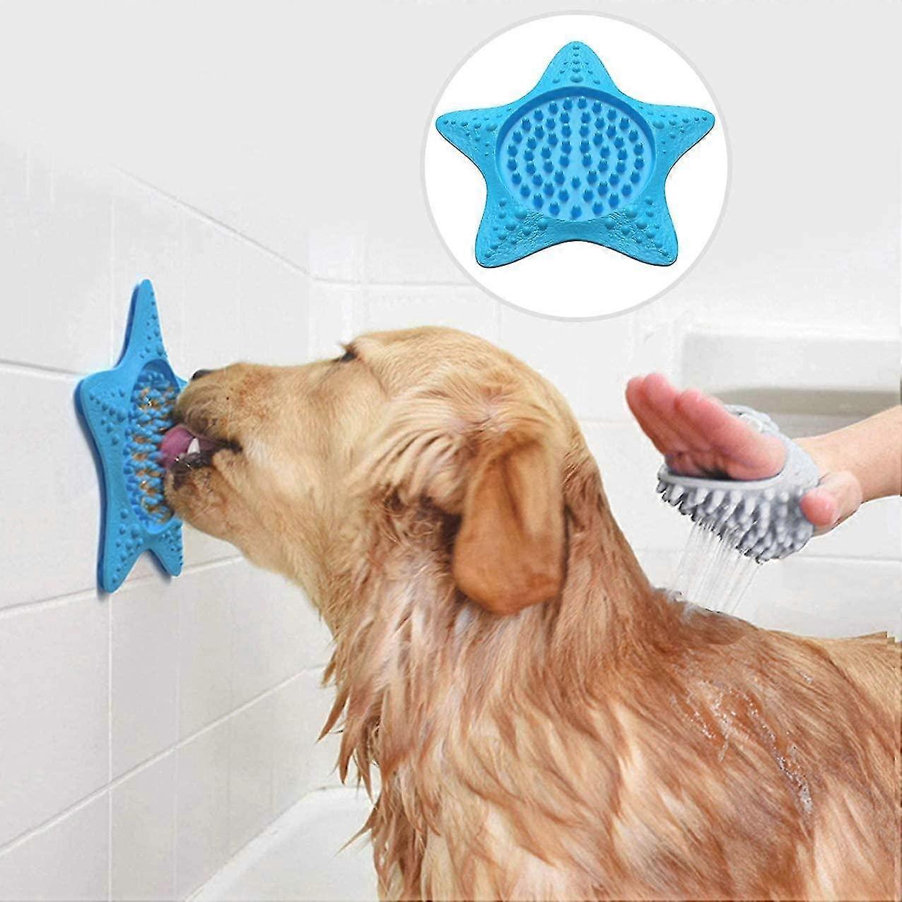 2PCS Dog Lick Mat with Suction Cups, Pet Slow Feeding Dog Bath Distraction Device (Blue)