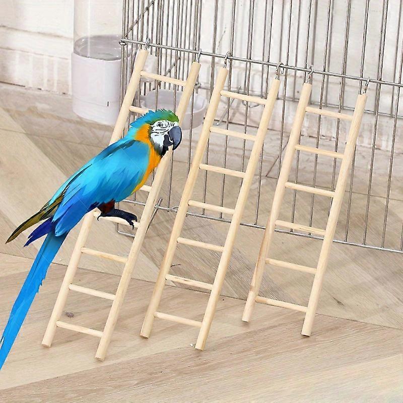 View of 1pc Wooden Parrot Climbing Toy Ladder - Safe Chewable Natural Wood ...