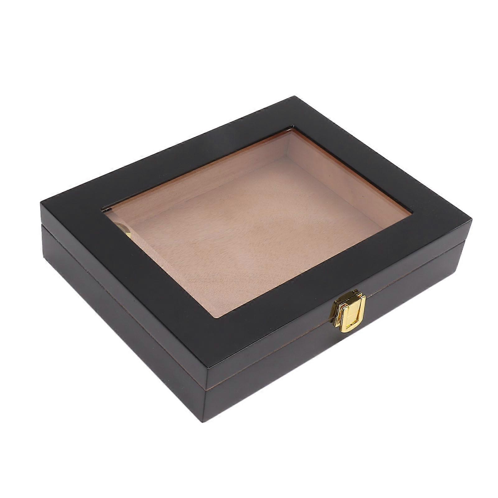 Mini Portable Cigar Humidor Box with Transparent Window and Mechanical Hygrometer