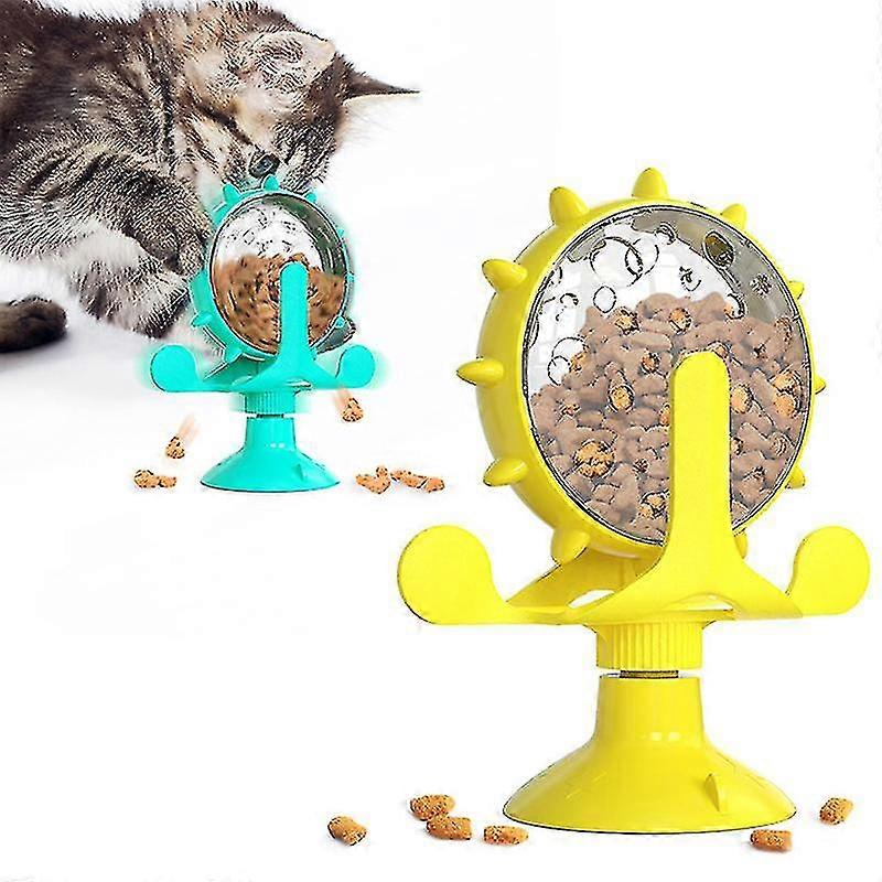 Interactive Cat Toys Kitten Slow Feeder Windmill Leaking Food Toys For Cats
