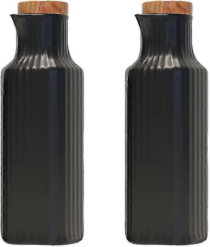 2 حزمة A مجموعة زيت السيراميك والخل صلصة الصويا شراب القيقب موزع زجاجة جرة للمطبخ 270ml / 9oz (أسود)