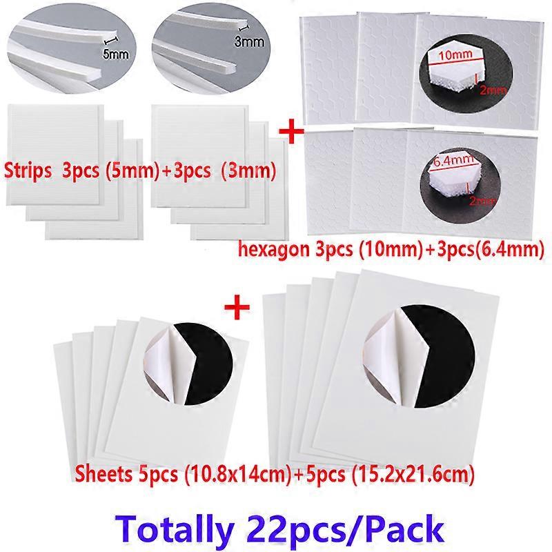 22-176buc En-gros Benzi de spumă adezive cu două fețe Hexagone Foi Pachet combinat pentru scrapbooking Adăugarea de cărți pop Fabricarea meșteșugurilor