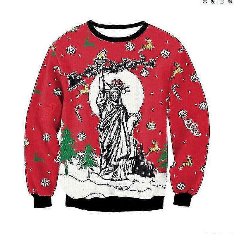 Män Kvinnor Roliga Fula Jultröjor Tröjor Toppar 3D Novelty Tryckt Höst Vinter Festliga Kläder Pullover Jultröja