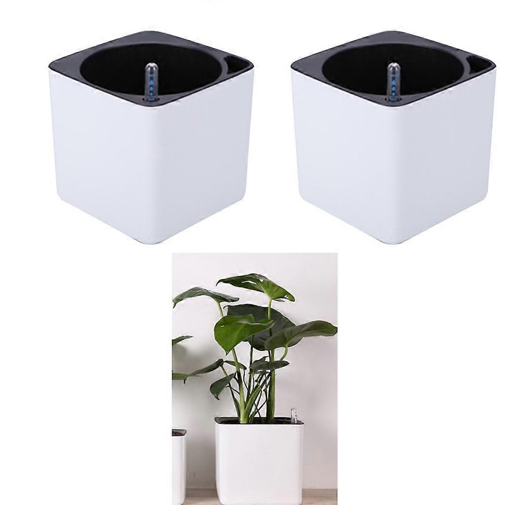 2 Pieces Square Plastic Self Watering Pot Planters with