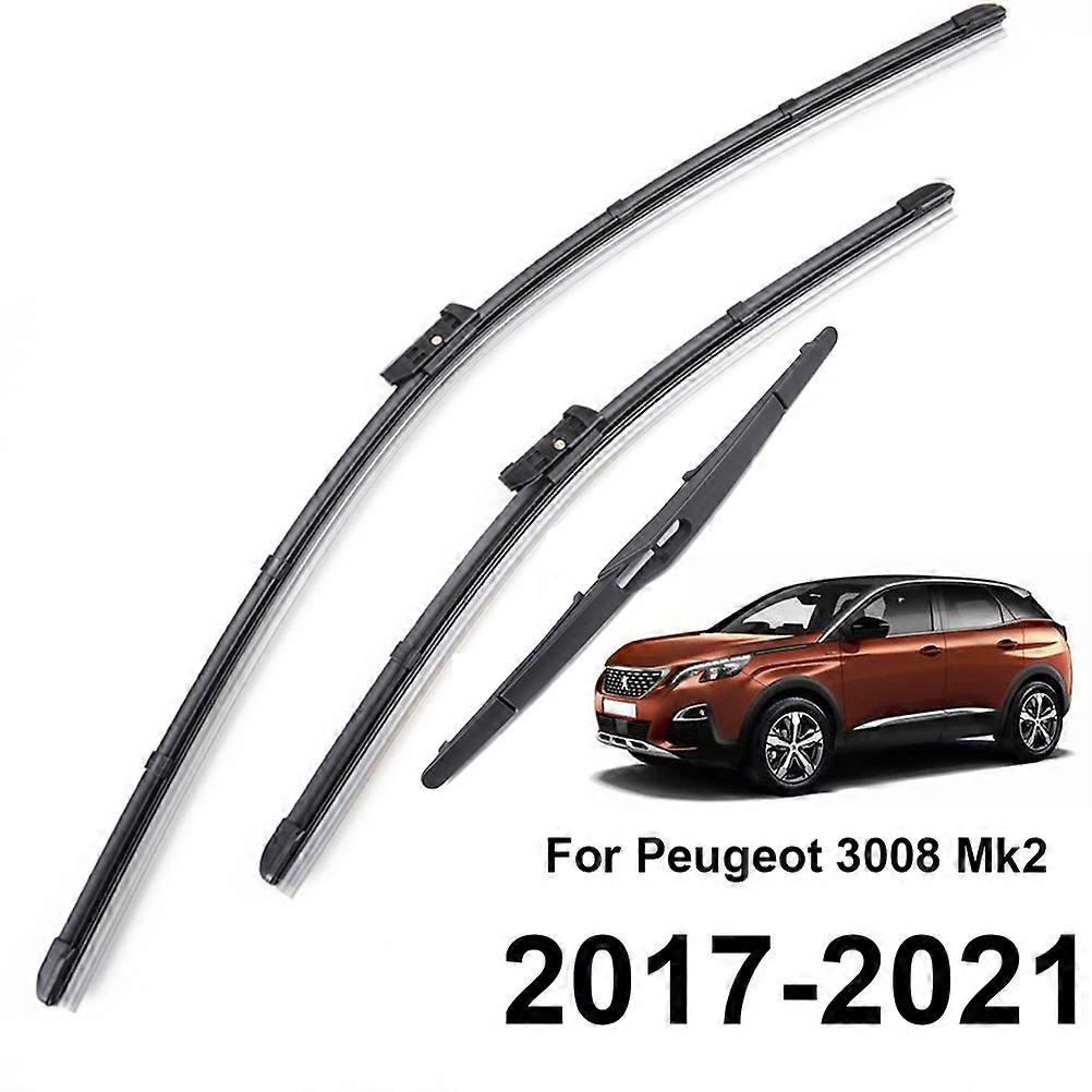 Windscreen Windshield Wiper Blades Set Front Rear Window Kit For Peugeot 3008 MK2 2017 2018 2019 2020 2021 Wipers