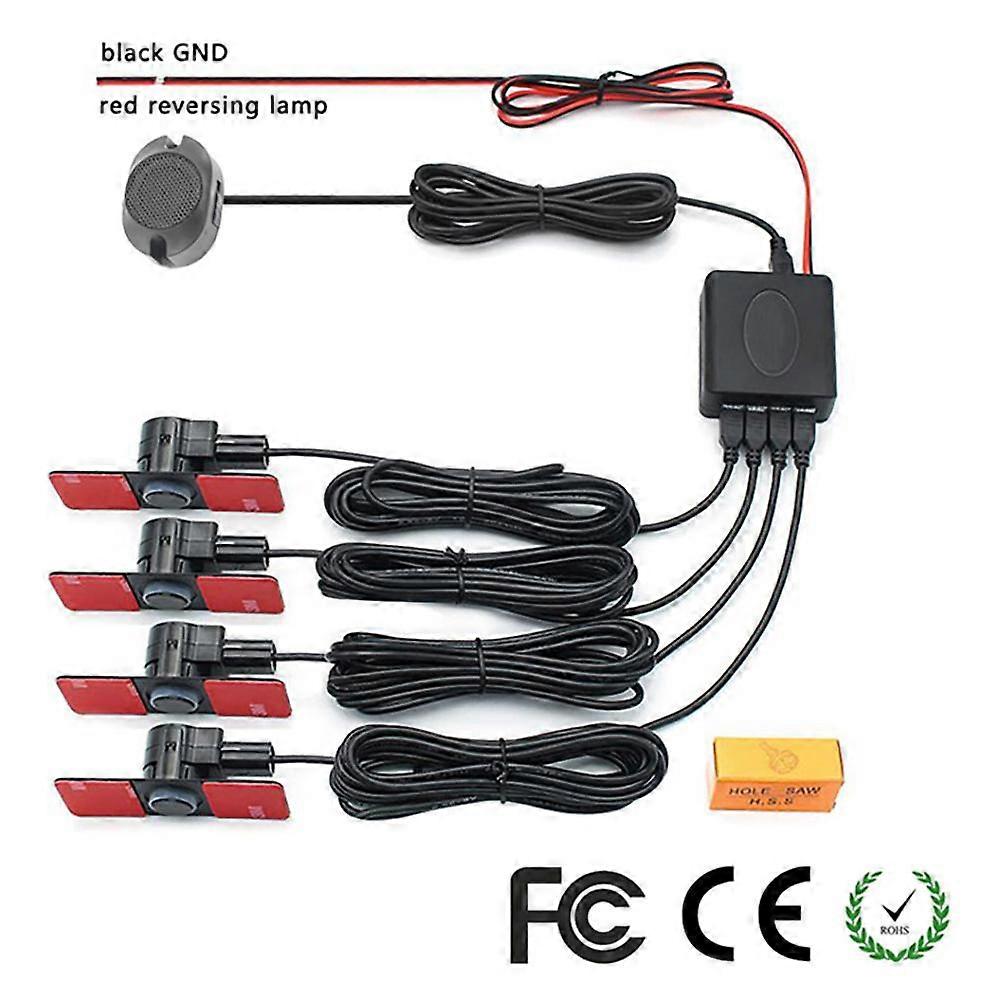4 Sensors Buzzer 16.5mm Car Parking Sensor Kit Reversing Sound Alert Indicator Probe System Pz330-xk16.5