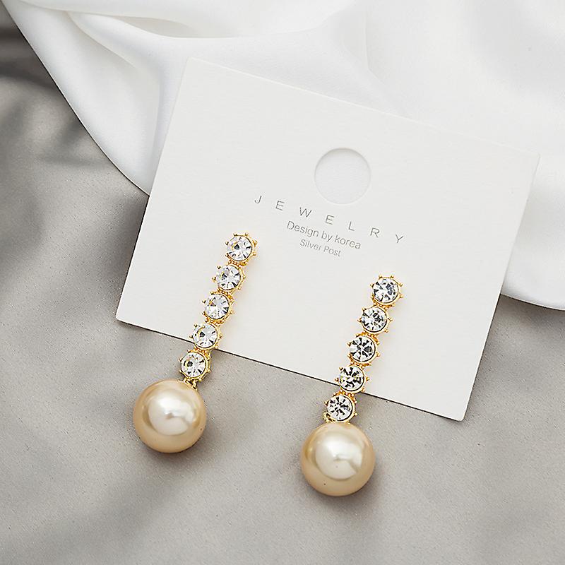 Silver Needle Set With Diamond Luxury Flash Diamond Large Pearl Personality Red Earrings