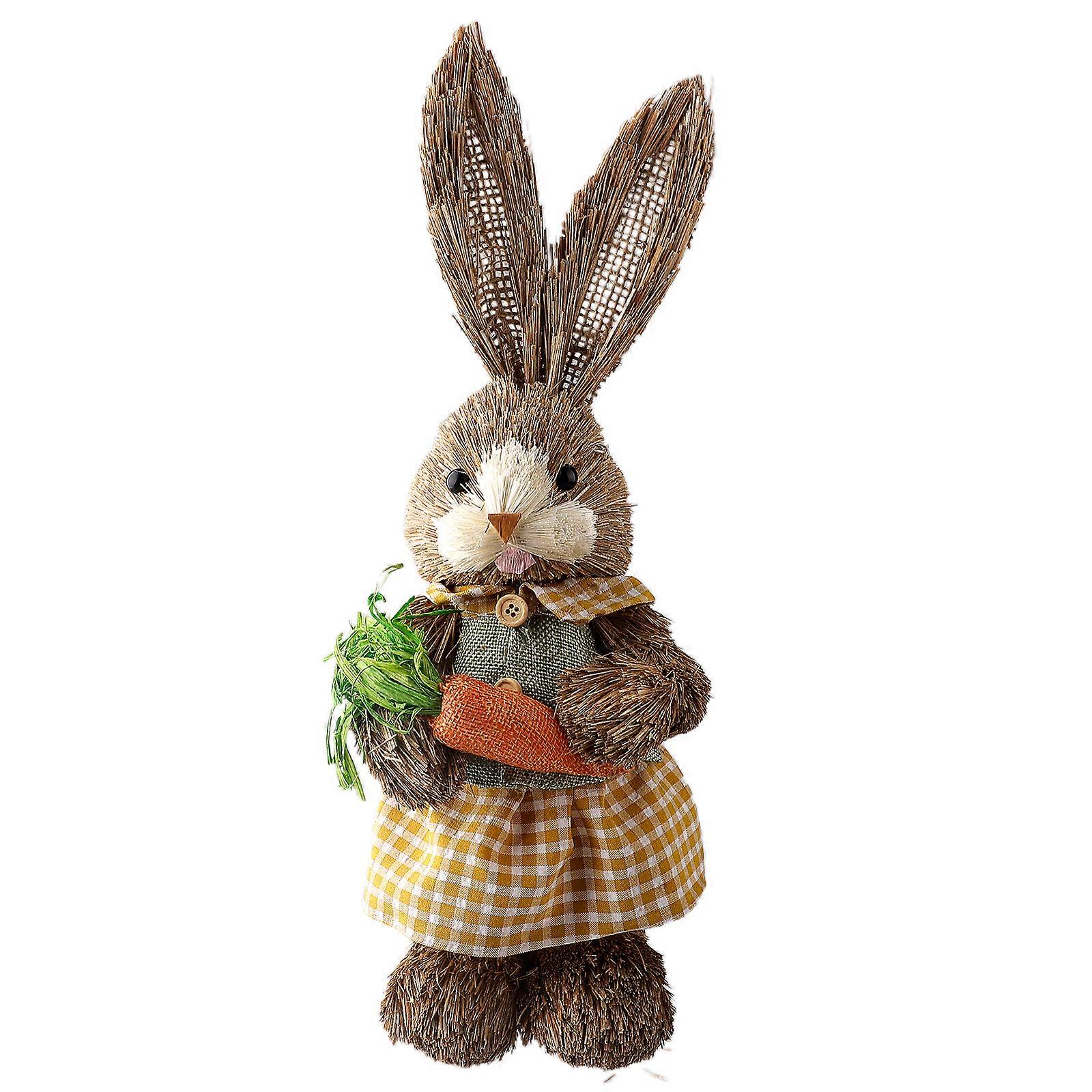 Wooden Easter Bunny Toy Simulation Carrots Rabbit Ornaments
