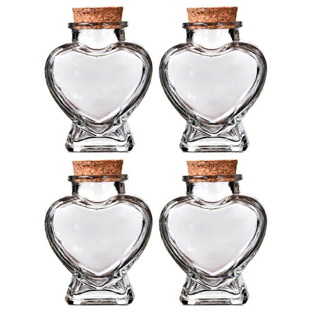 4st hjärtformade önskeflaskor Glas parfymflaskor Transparenta driftflaskor