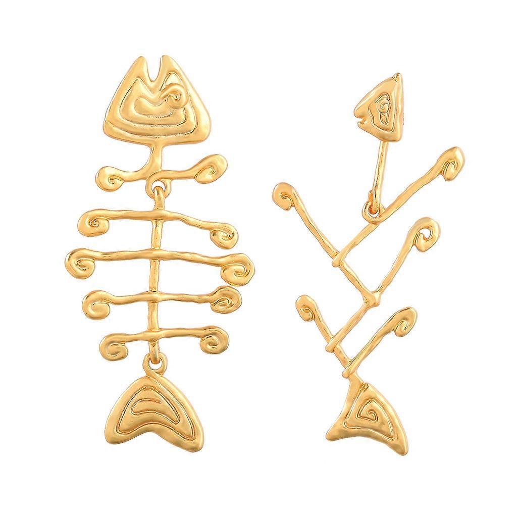 Fish Bone Stud Earrings Asymmetric Ear Stud Vintage Dangle Earrings Gift